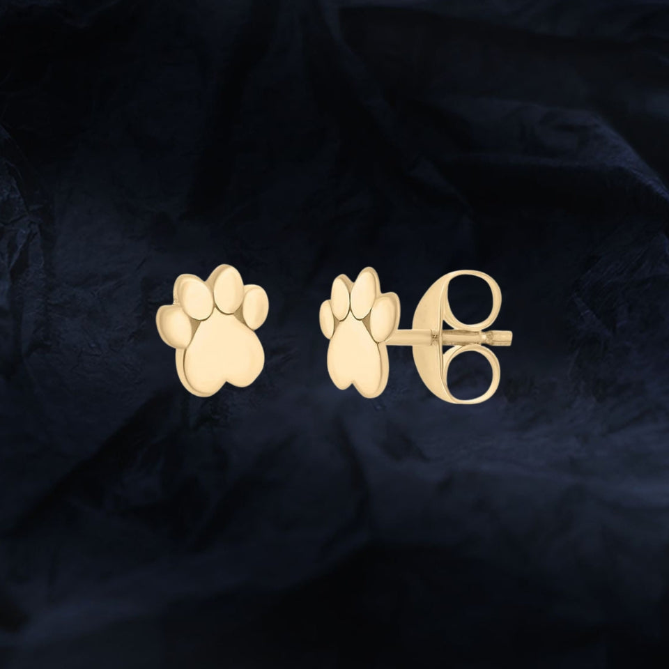 Heart Shaped Dog Paw Print Stud