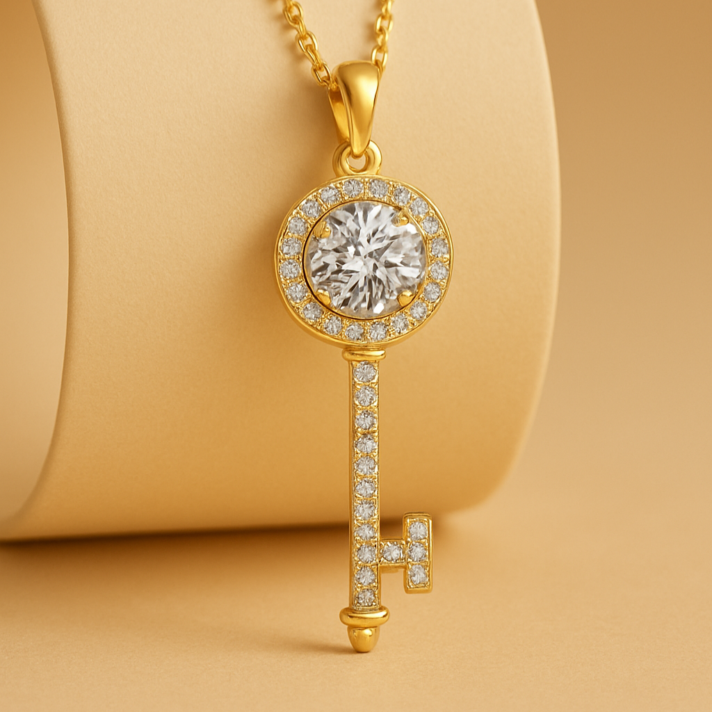 Moissanite Key Pendant Necklace