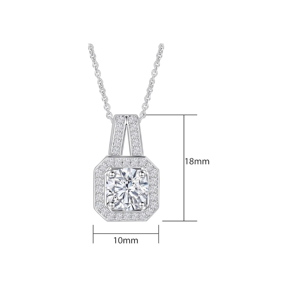 Cushion Cut Halo Pendant Necklace