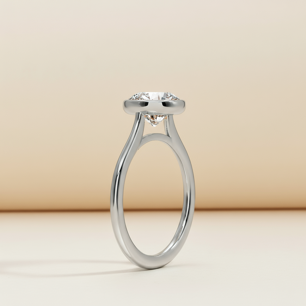 Asscher Bezel Moissanite Diamond Ring
