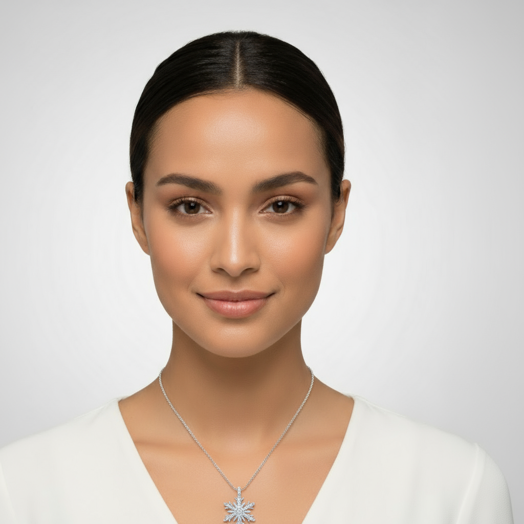 Baguette Snowflake Pendant Necklace