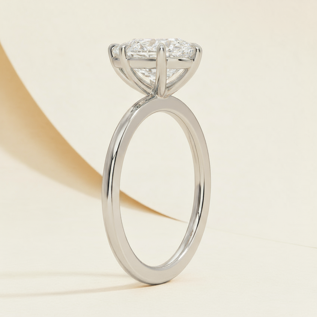 Pear Classic Moissanite Diamond Solitaire Ring