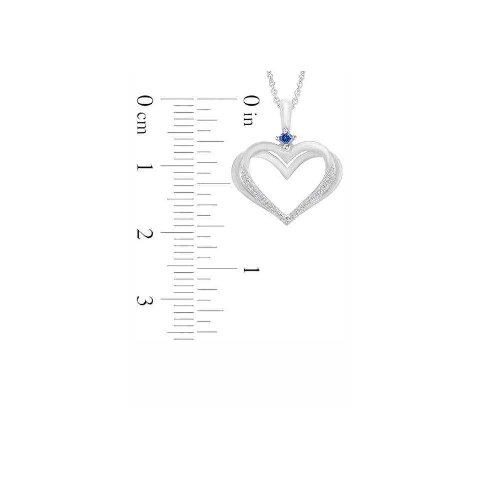 Lavish Blue Sapphire Double Heart Pendant Necklace