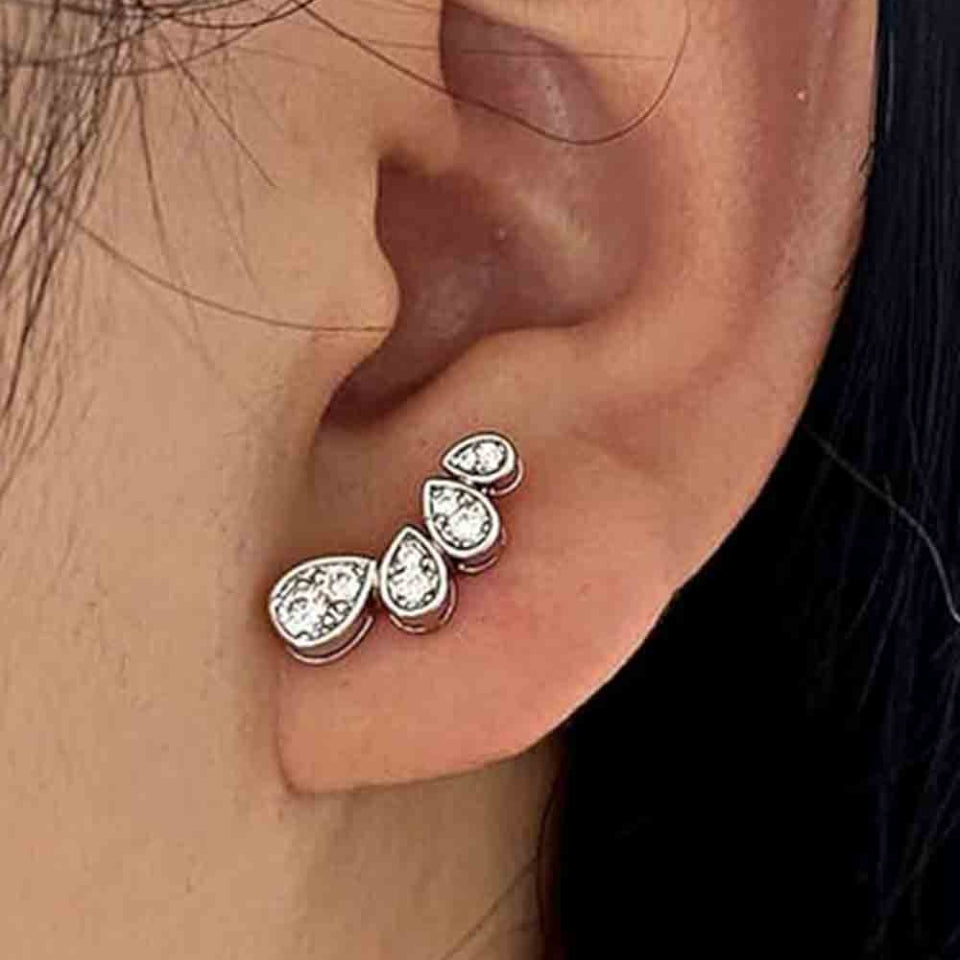 Cubic Zirconia Teardrop Ear Crawler Stud