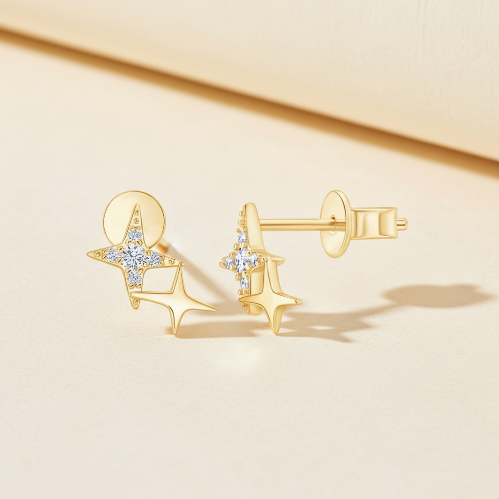 Moissanite Diamond Star Stud