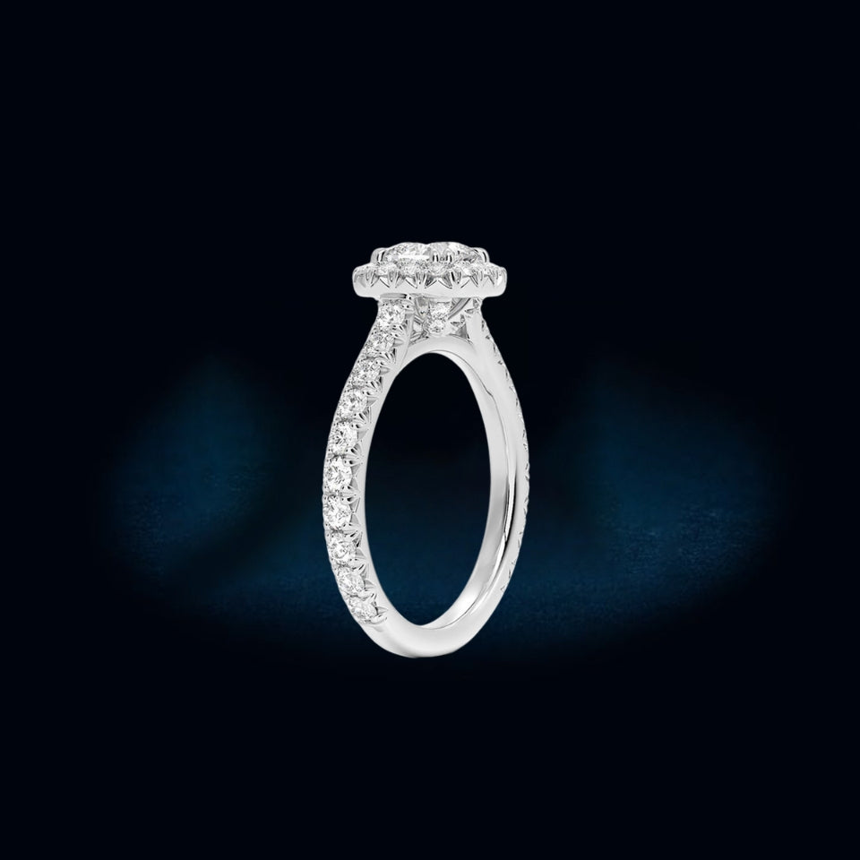 Cushion Cut Moissanite Halo Ring