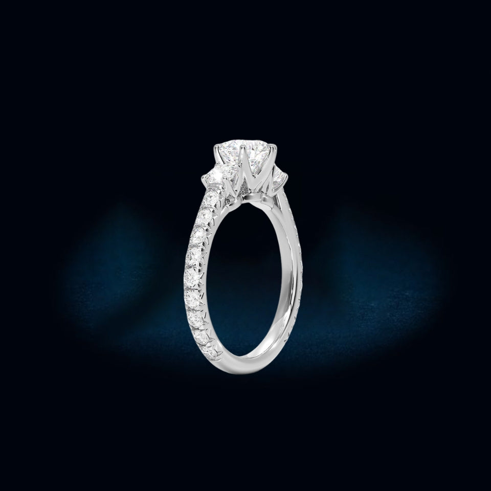 Channel Three-Stone Engagement Ring