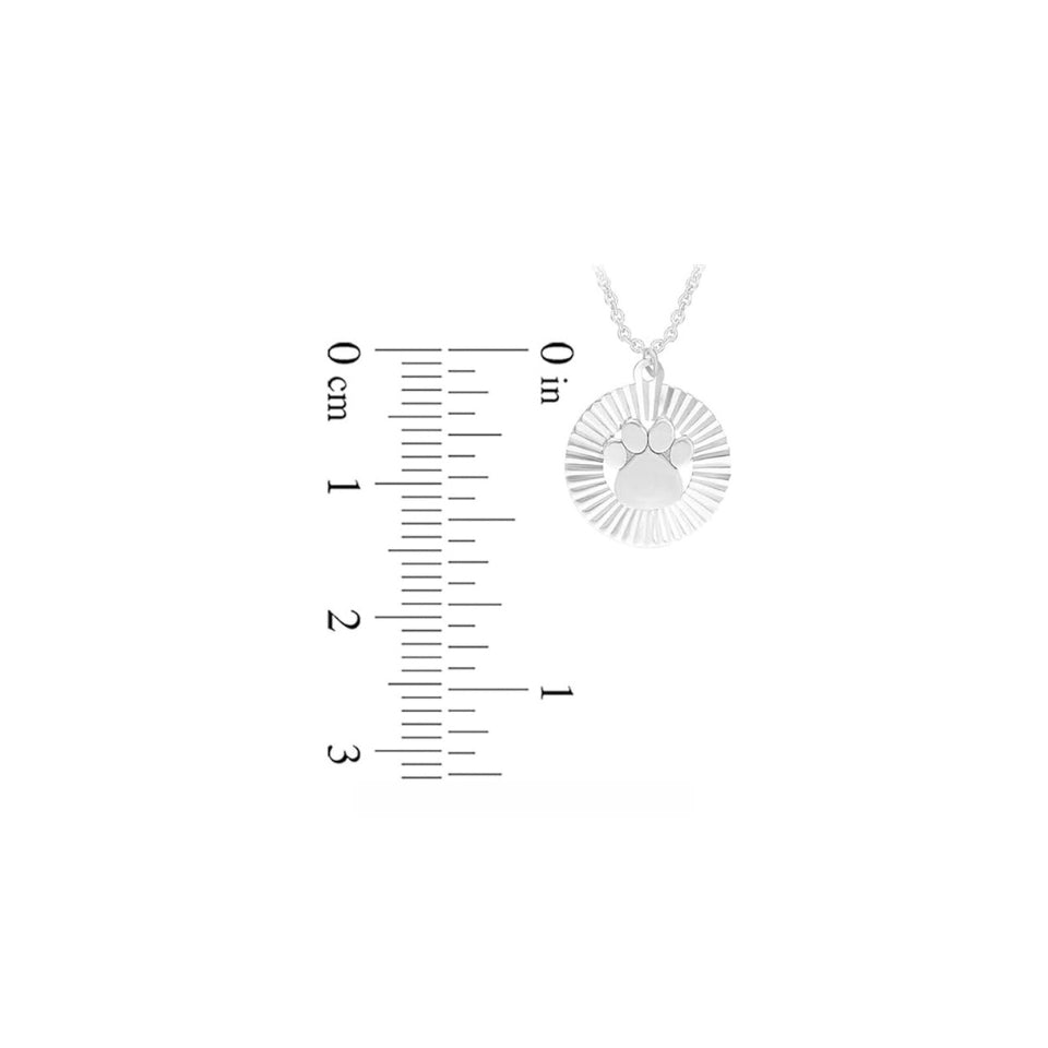 Paw Print Fluted Frame Pendant Necklace