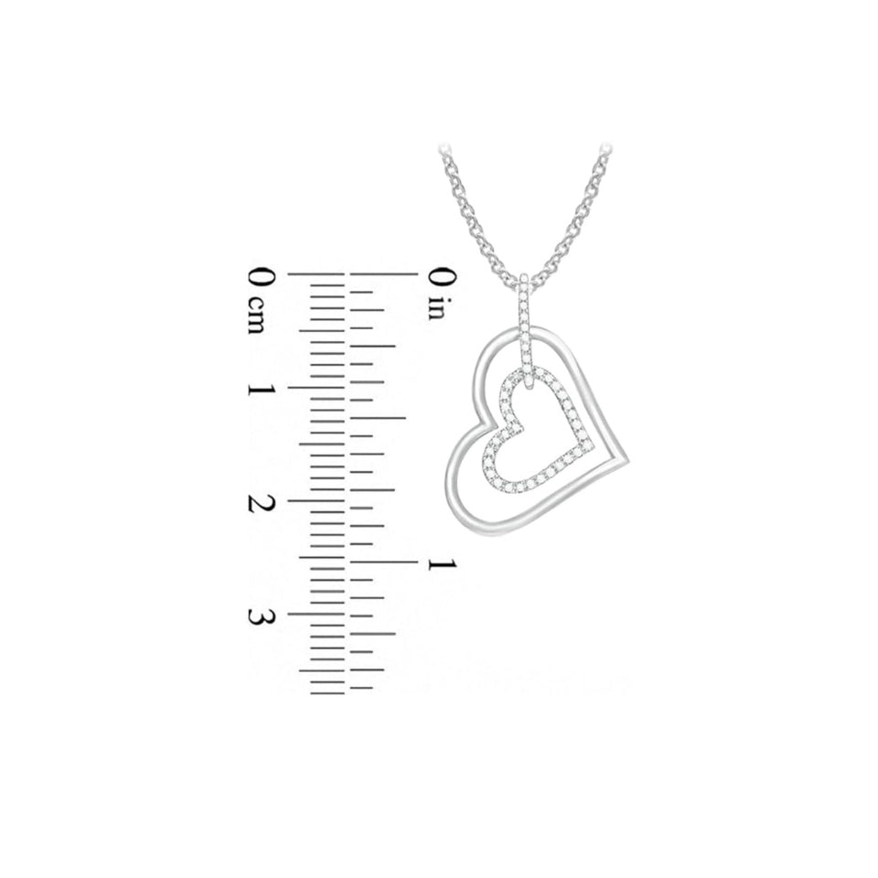 Tilted Double Heart Pendant Necklace