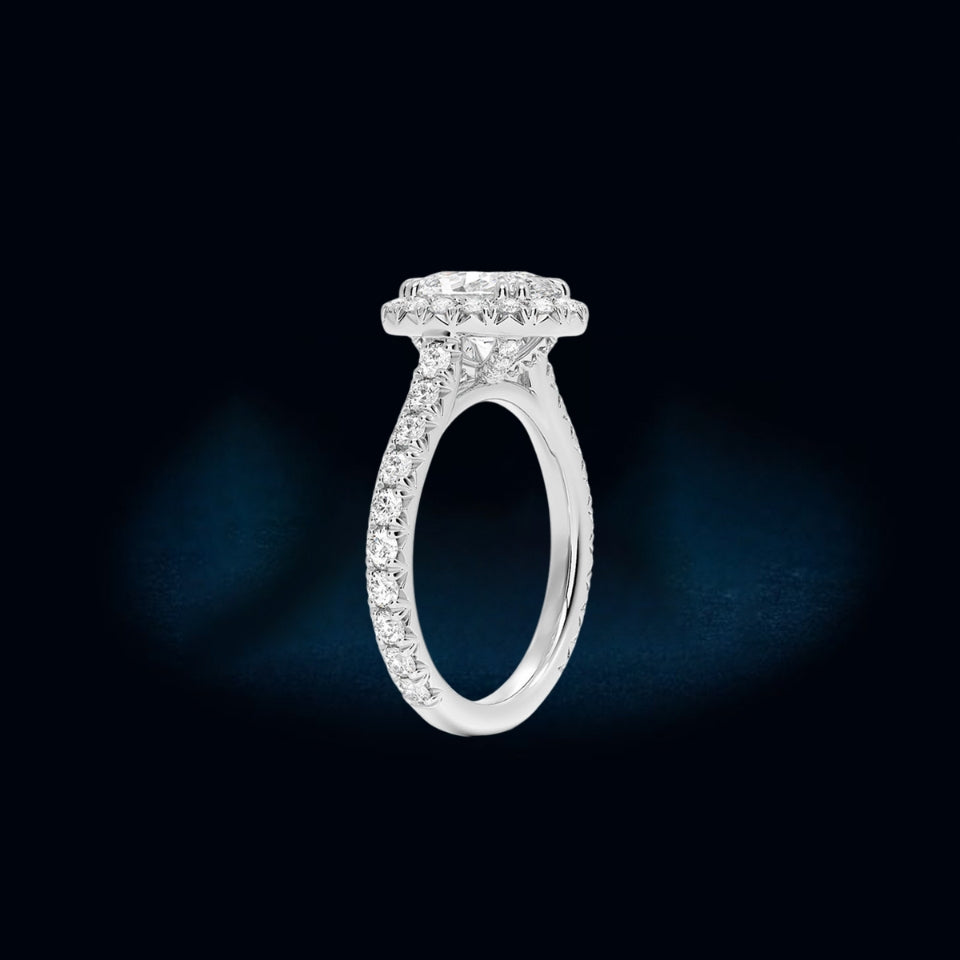 Oval Shape Moissanite Halo Ring