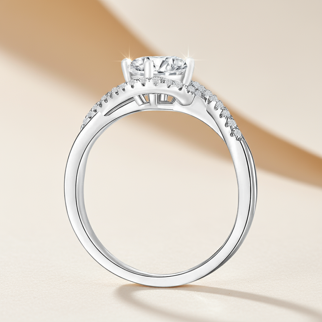 Twisted Moissanite Diamond Engagement Ring