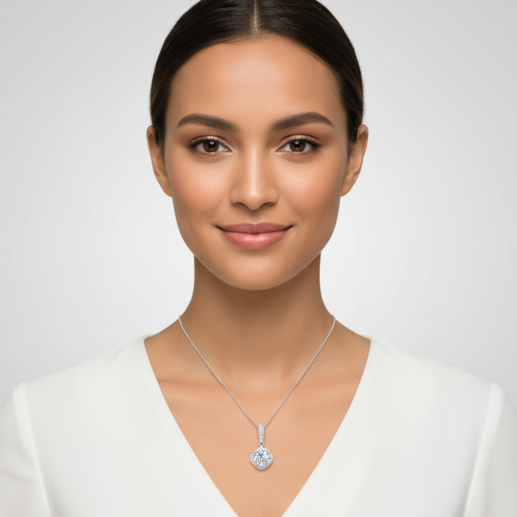 Leaf Clover Halo Pendant Necklace