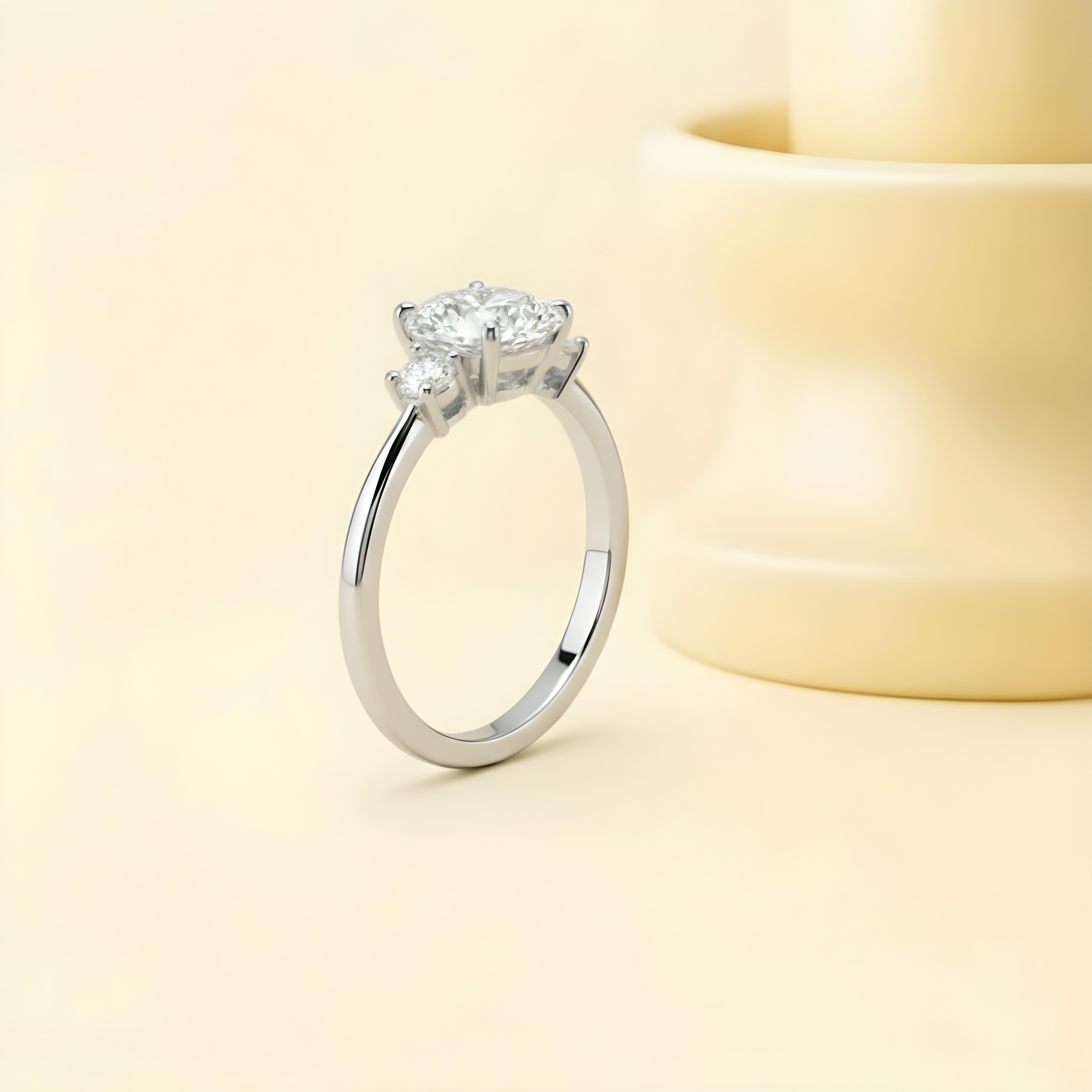 Oval Moissanite Three-Stone Engagement Ring