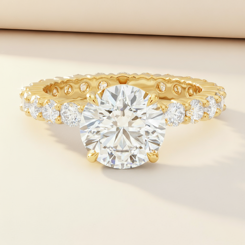 Round Shape Pointer Moissanite Diamond Ring