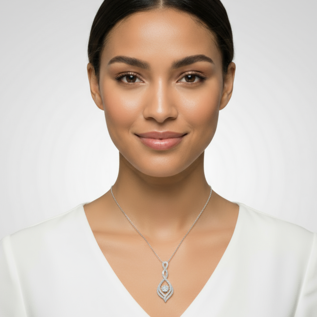 Swirl Infinity Teardrop Pendant Necklace