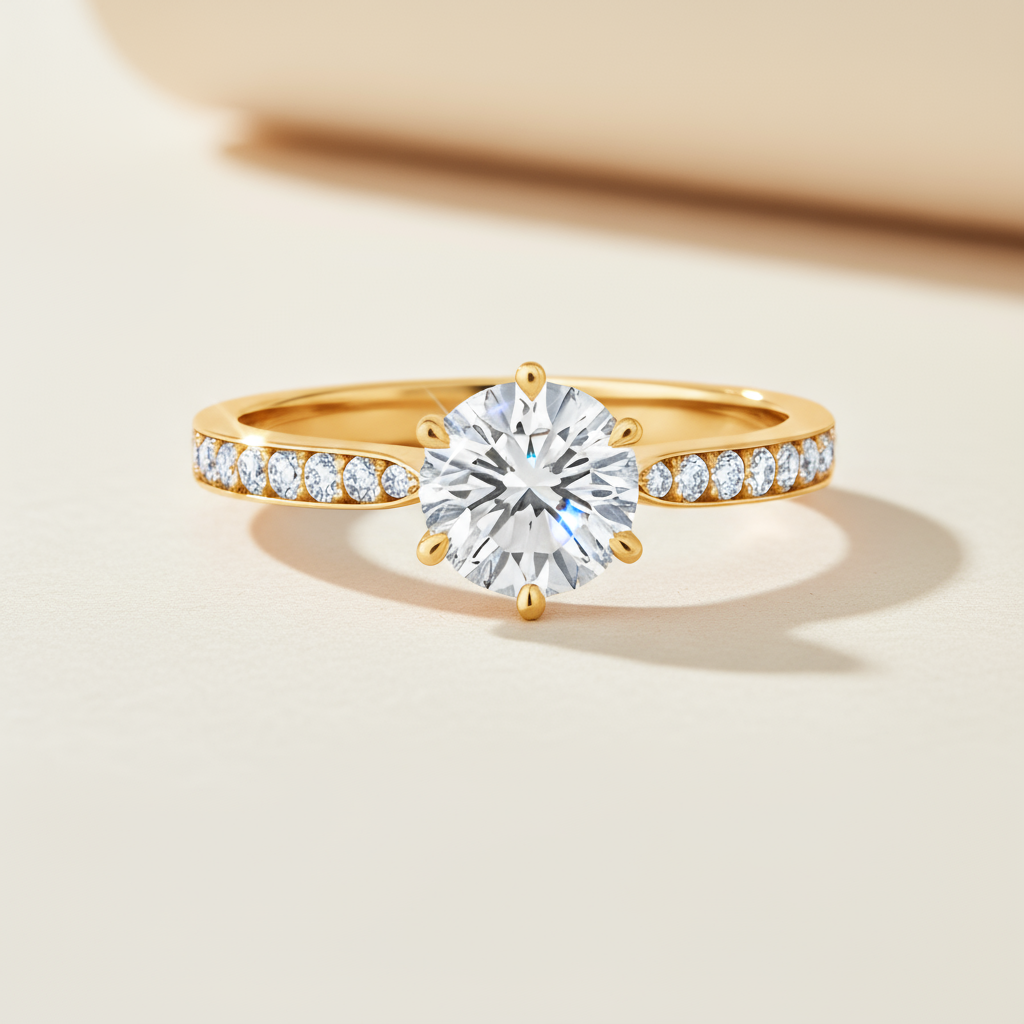 Vintage Moissanite Diamond Engagement Ring
