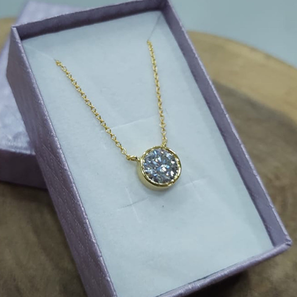 Bezel Set Solitaire Pendant Necklace