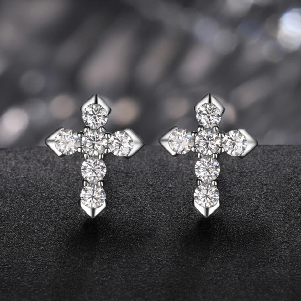 Moissanite Diamond Cross Stud