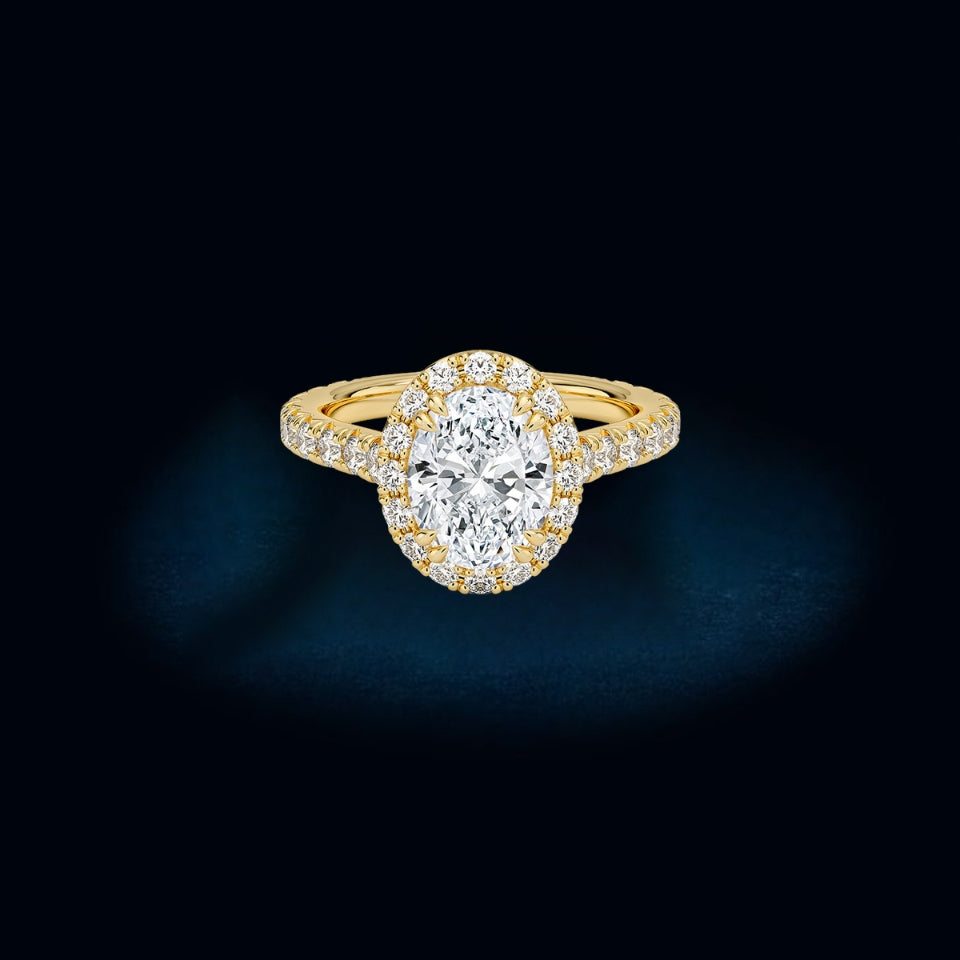 Oval Shape Moissanite Halo Ring