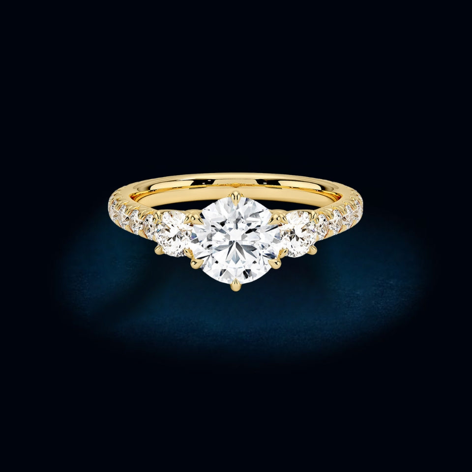 Channel Three-Stone Engagement Ring