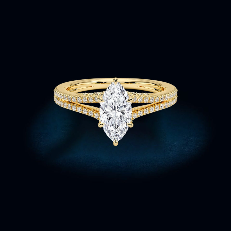 Marquise Moissanite Band Ring