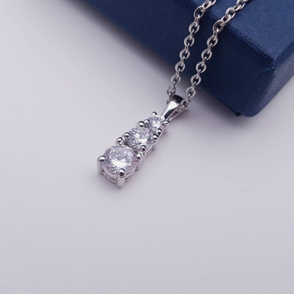 Three Stone Journey Pendant Necklace