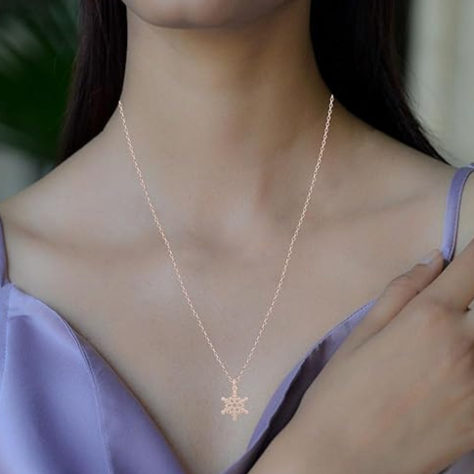 Snowflake Profile Pendant Necklaces