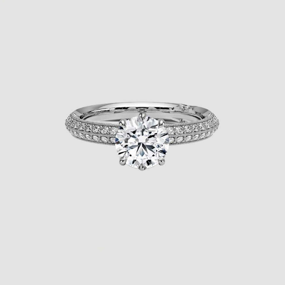 Moissanite Diamond Six Prong Ring