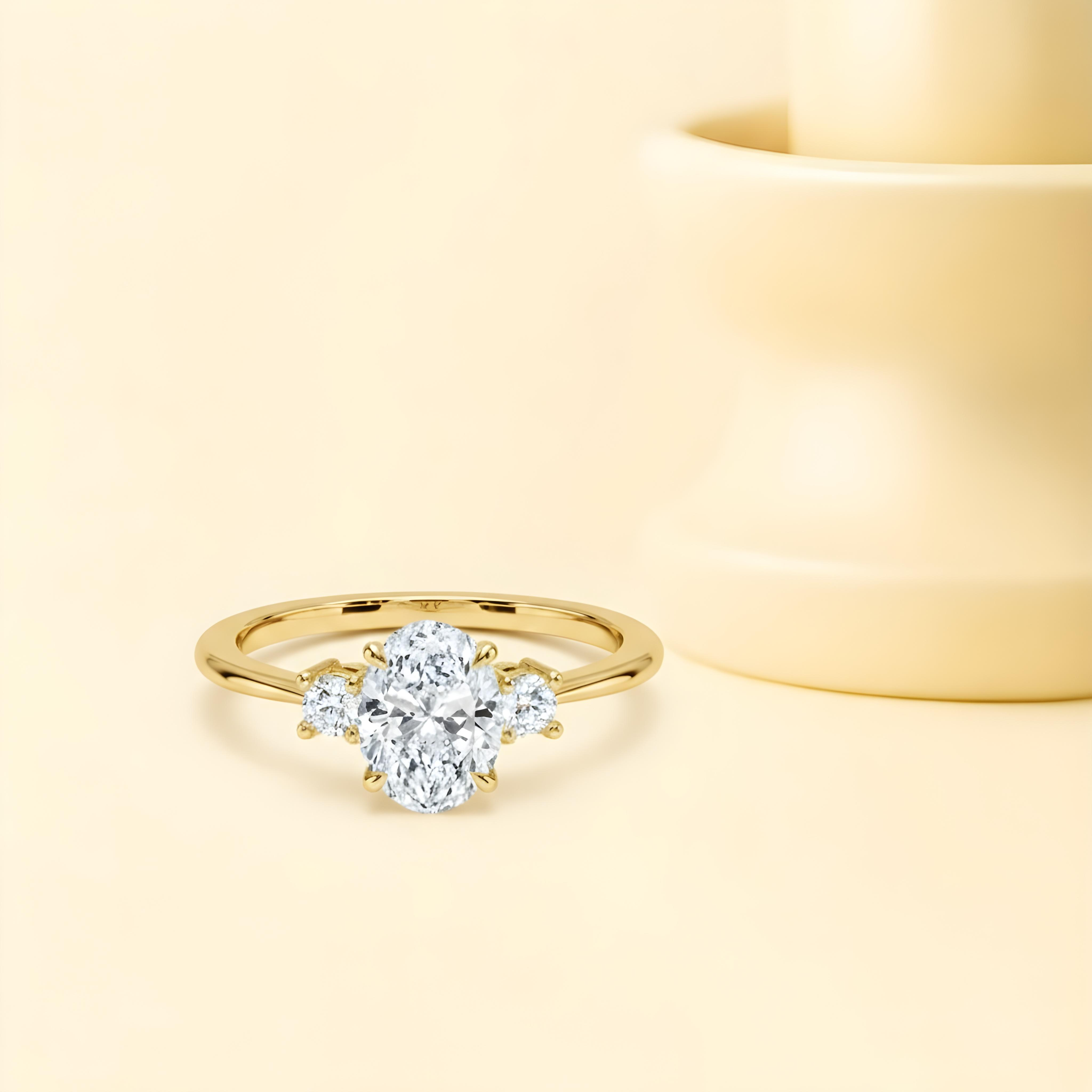 Oval Moissanite Three-Stone Engagement Ring