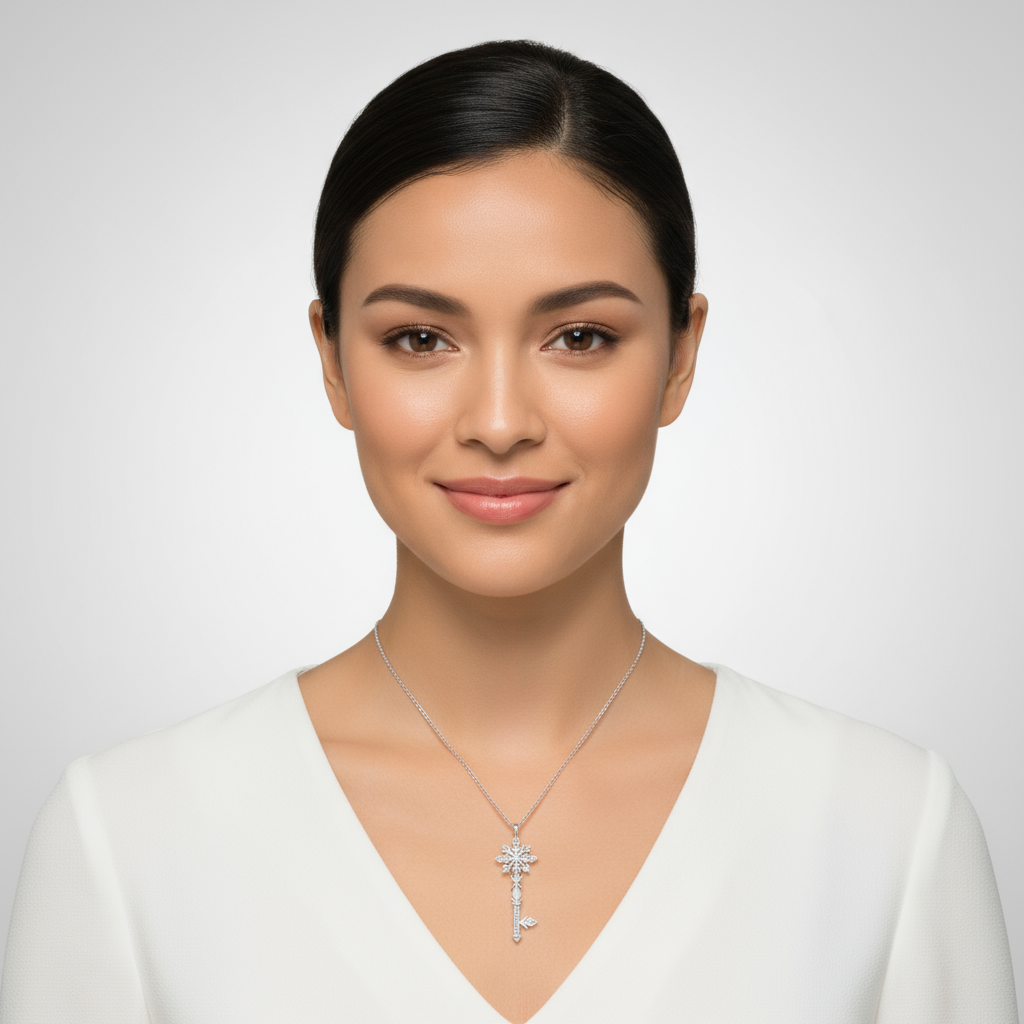 Snowflake Key Pendant Necklace