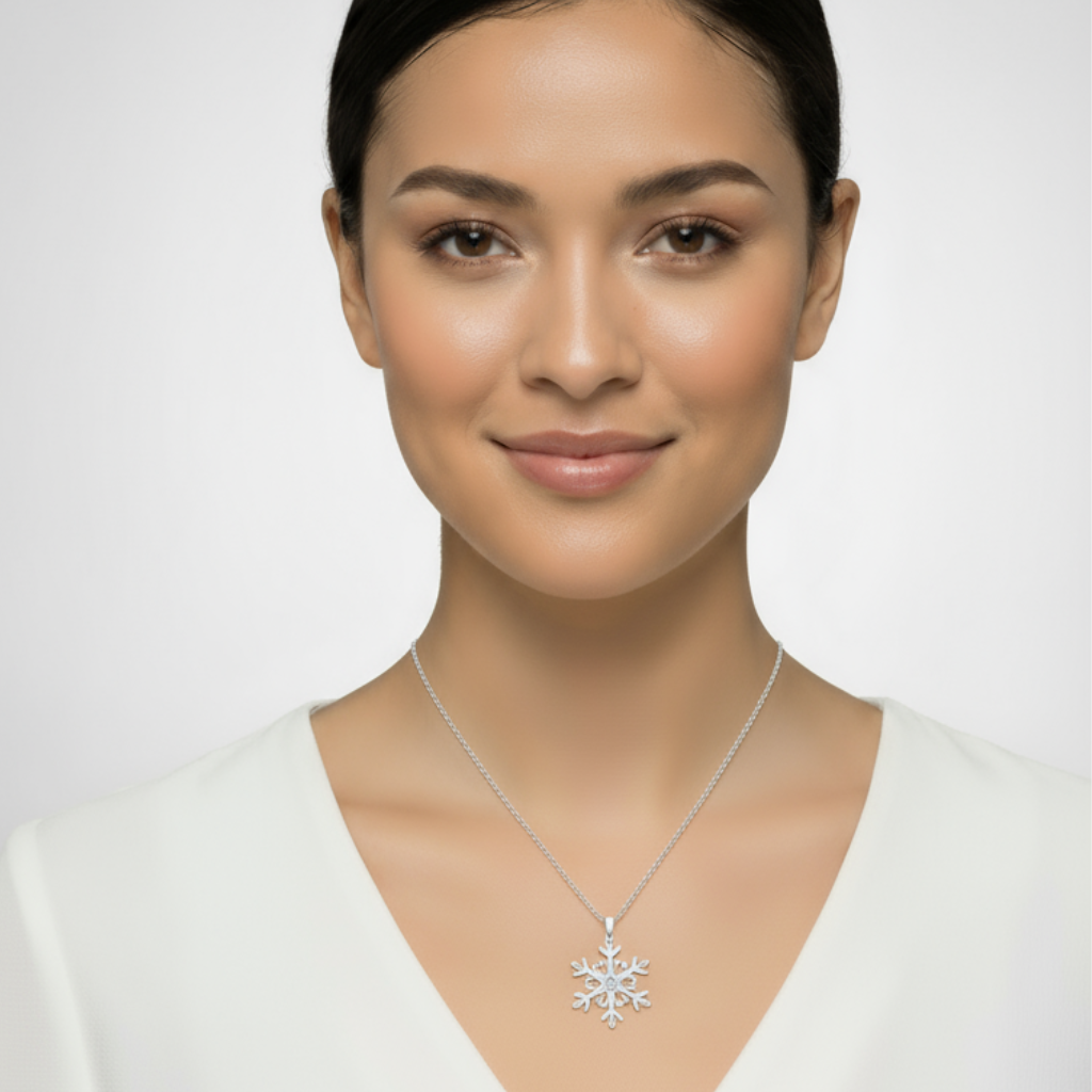 Solitaire Snowflake Pendant Necklace