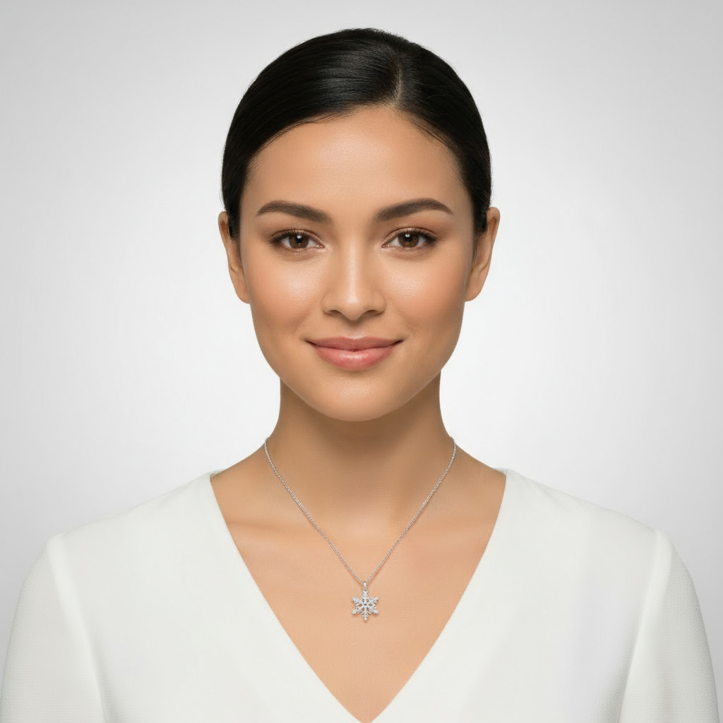 Snowflake Profile Pendant Necklaces