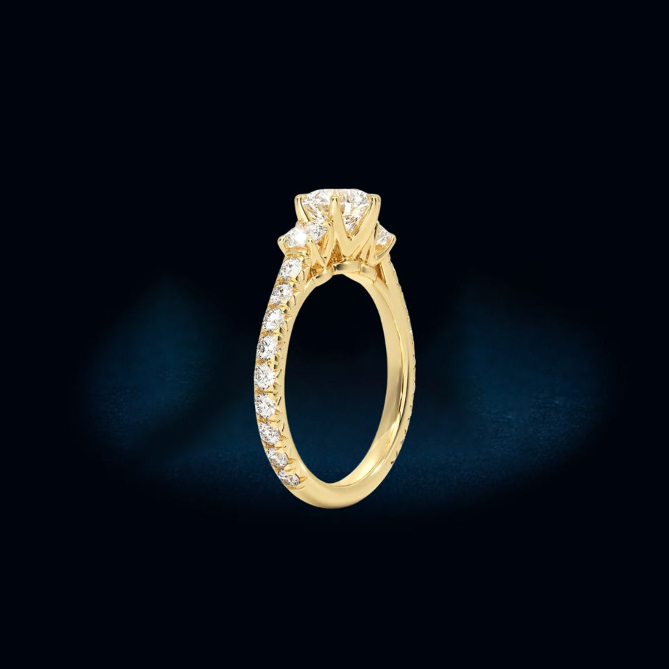 Channel Three-Stone Engagement Ring