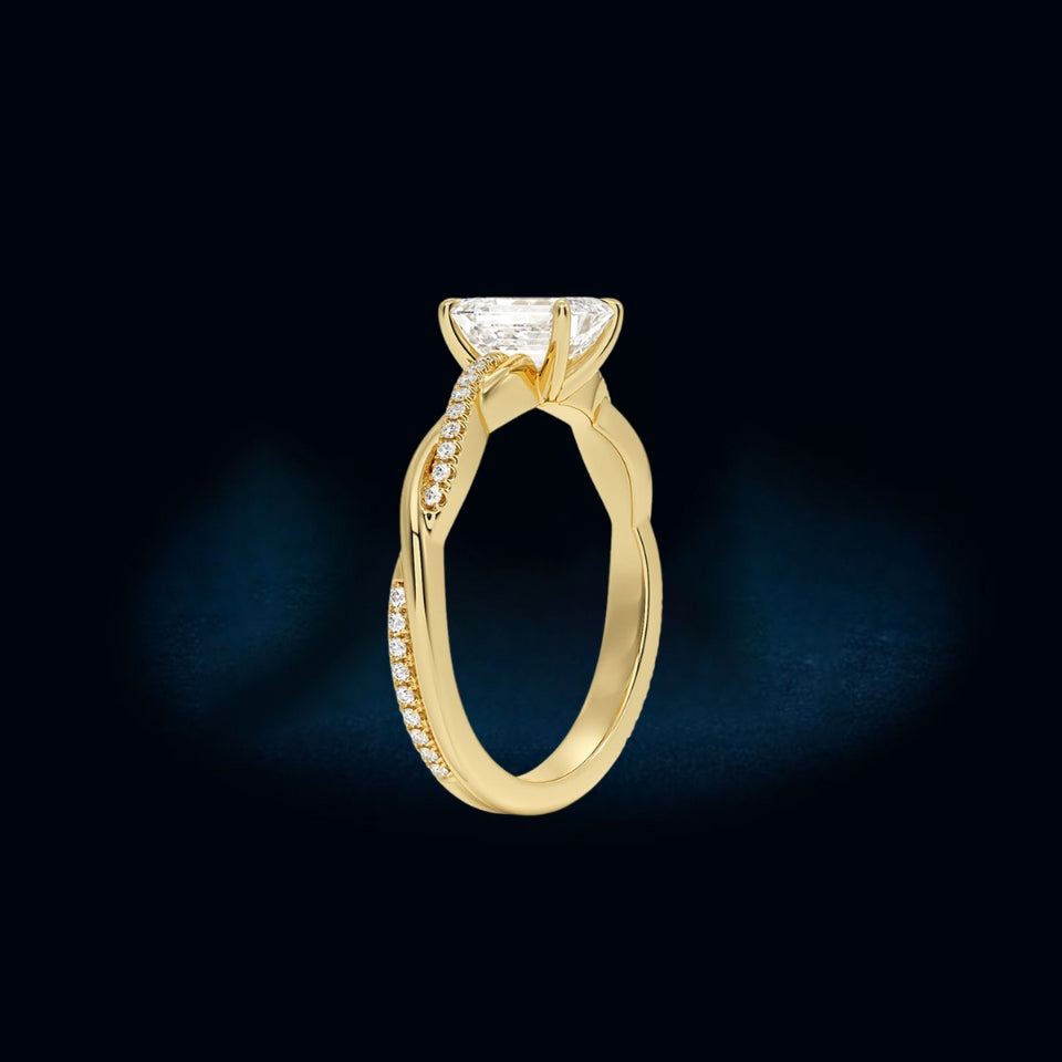 Emerald Cut Moissanite Twisted Ring