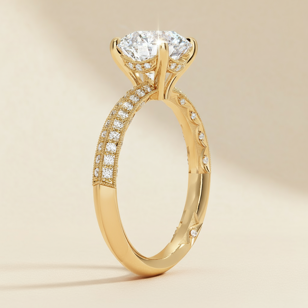 Six Prong Moissanite Diamond Ring