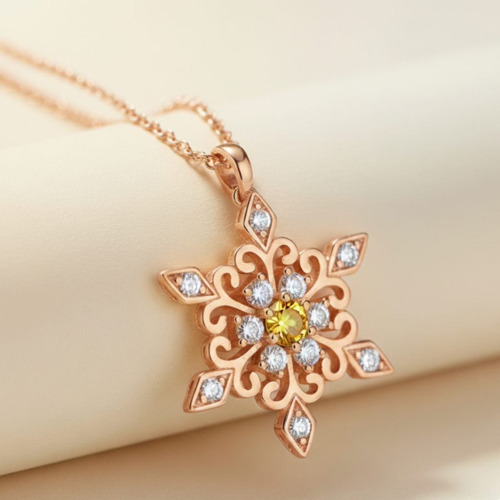 Birthday Snowflake Pendant Necklace