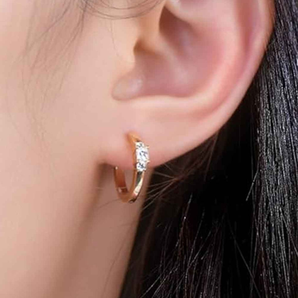 Princess Cut Moissanite Diamond Hoop Earrings