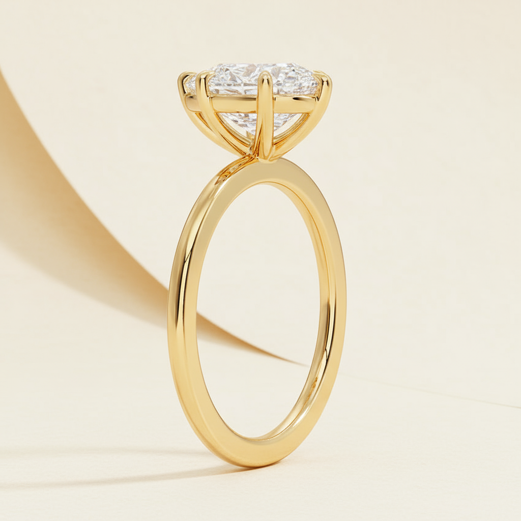 Pear Classic Moissanite Diamond Solitaire Ring