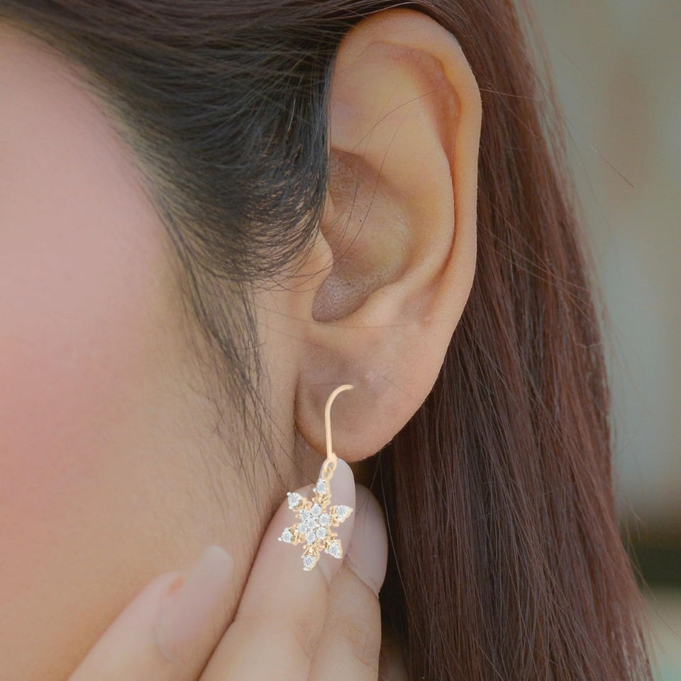 Cubic Zirconia Snowflake Drop Earrings
