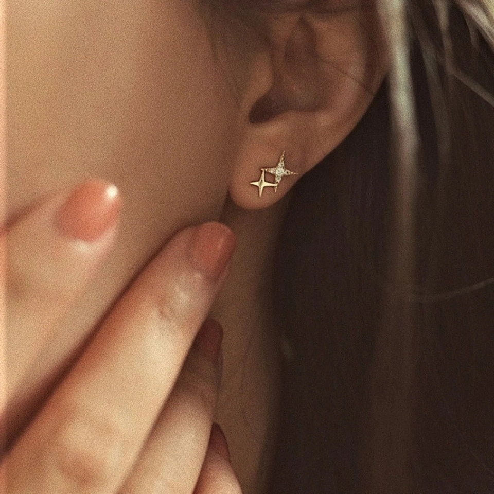 Moissanite Diamond Star Stud