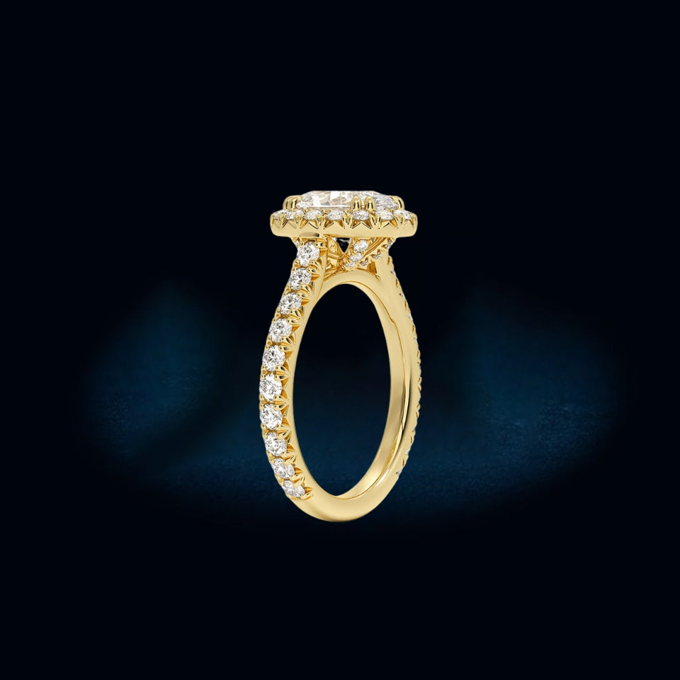 Oval Shape Moissanite Halo Ring