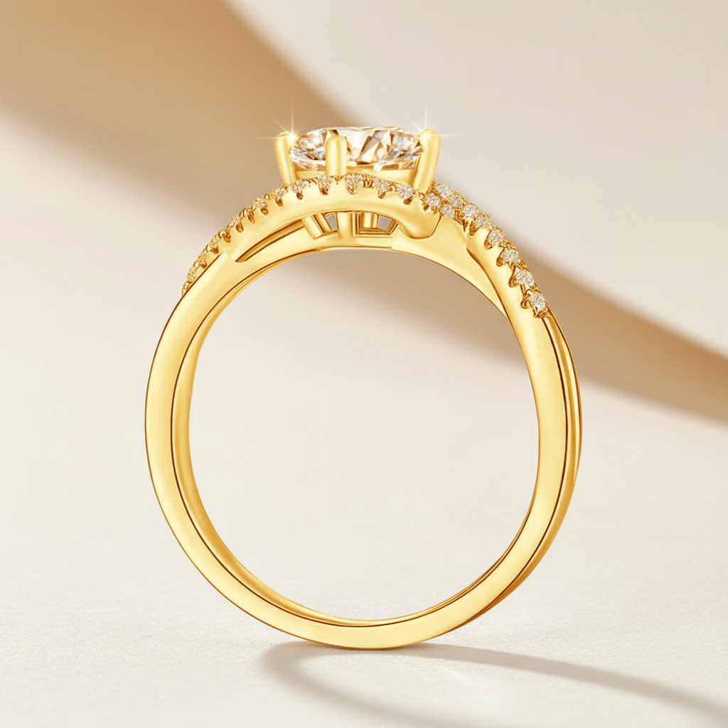 Twisted Moissanite Diamond Engagement Ring