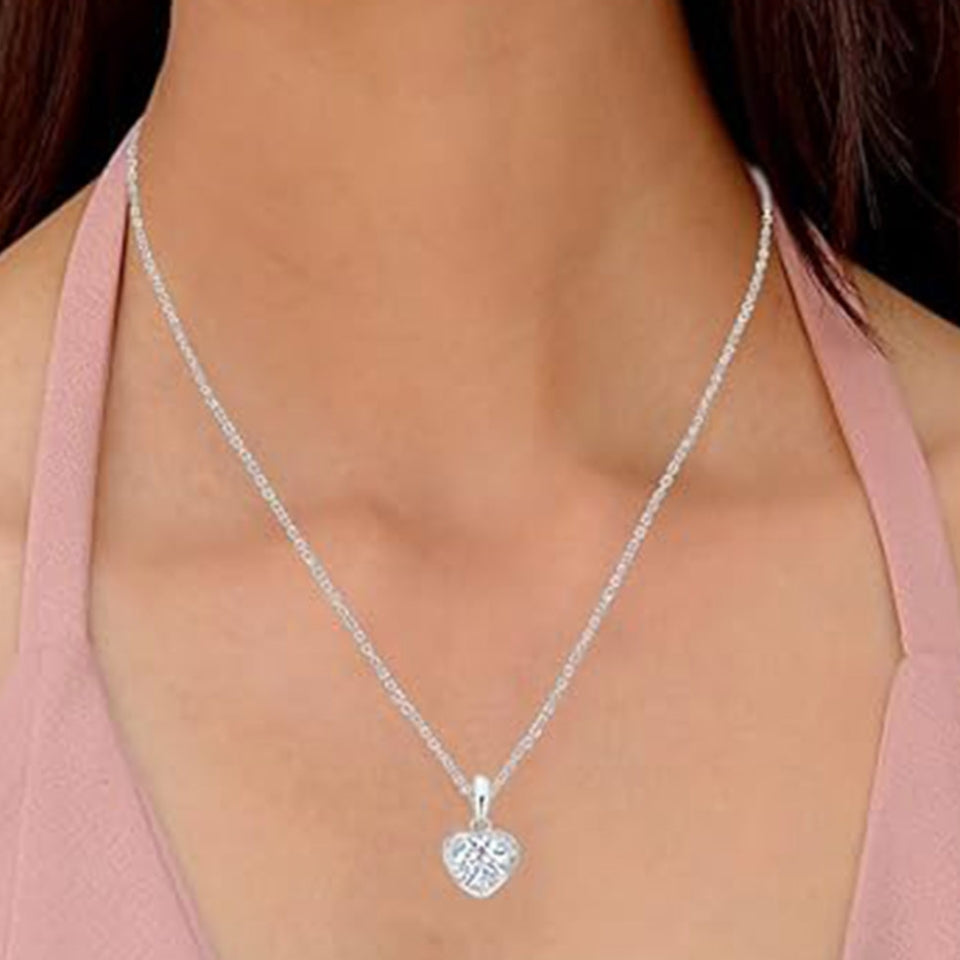 Moissanite Diamond Love Heart Pendant Necklace