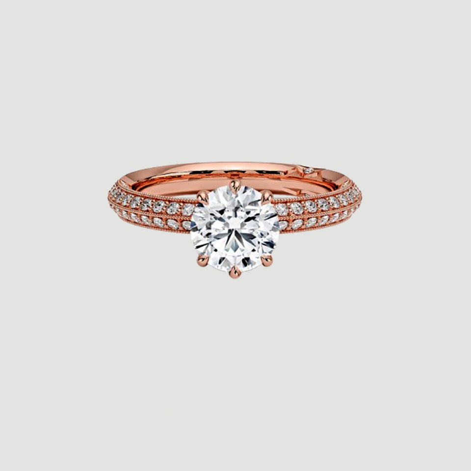 Moissanite Diamond Six Prong Ring