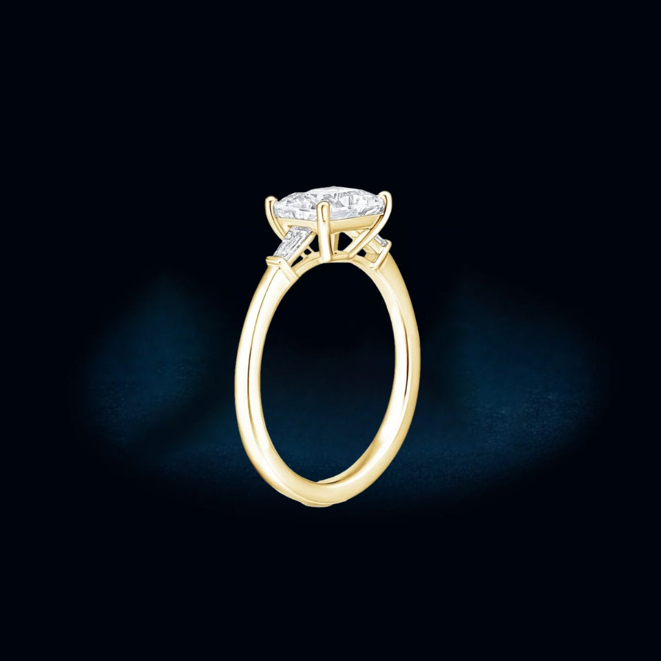 Baguette and Oval Moissanite Three Stone Ring