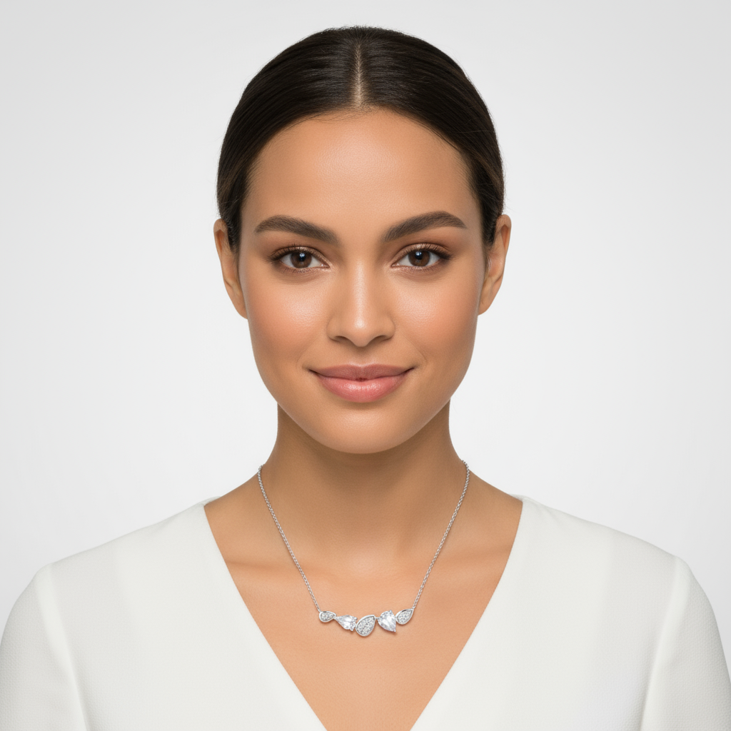 Pear Shape Cluster Pendant Necklace