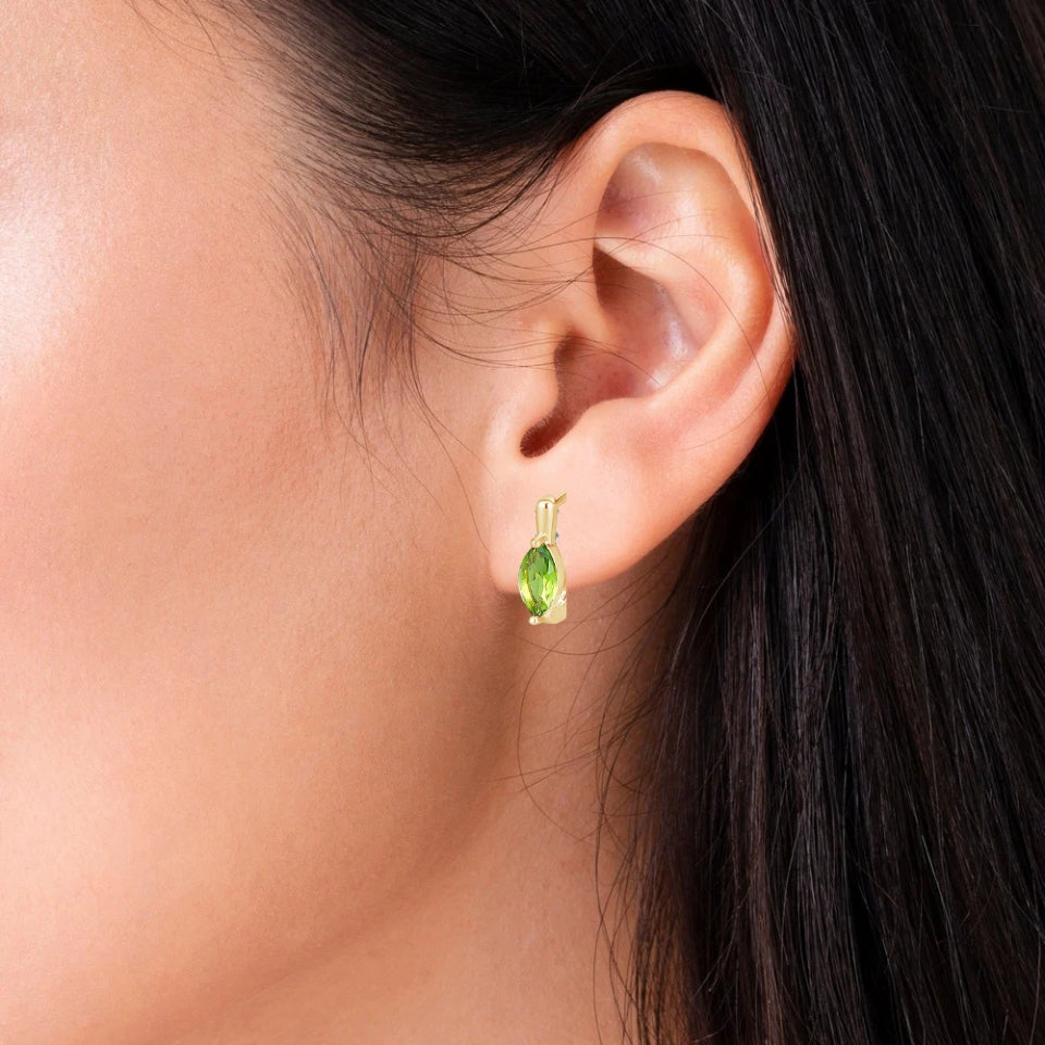 Marquise Gemstone Hoop Huggie Earrings