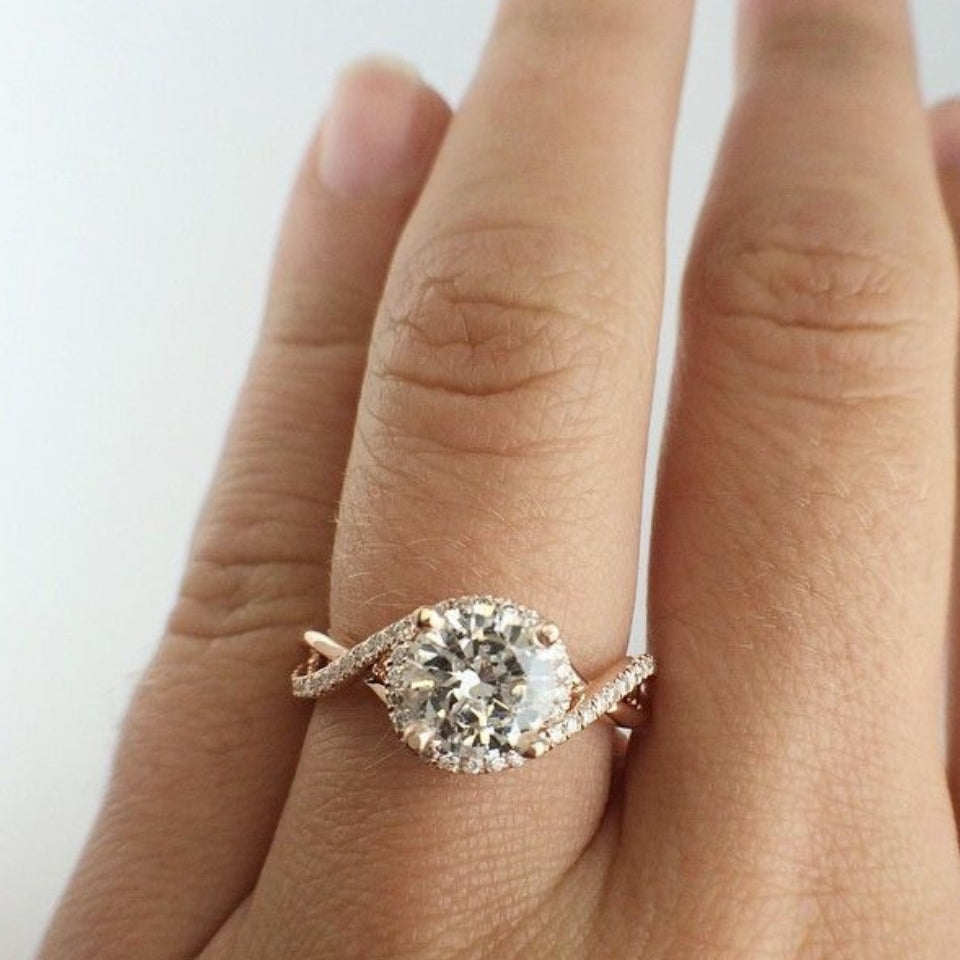 Twisted Moissanite Diamond Engagement Ring