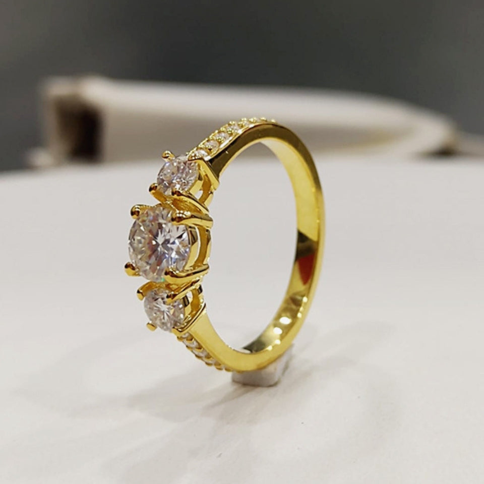 Channel Set Three Stone Engagement Ring