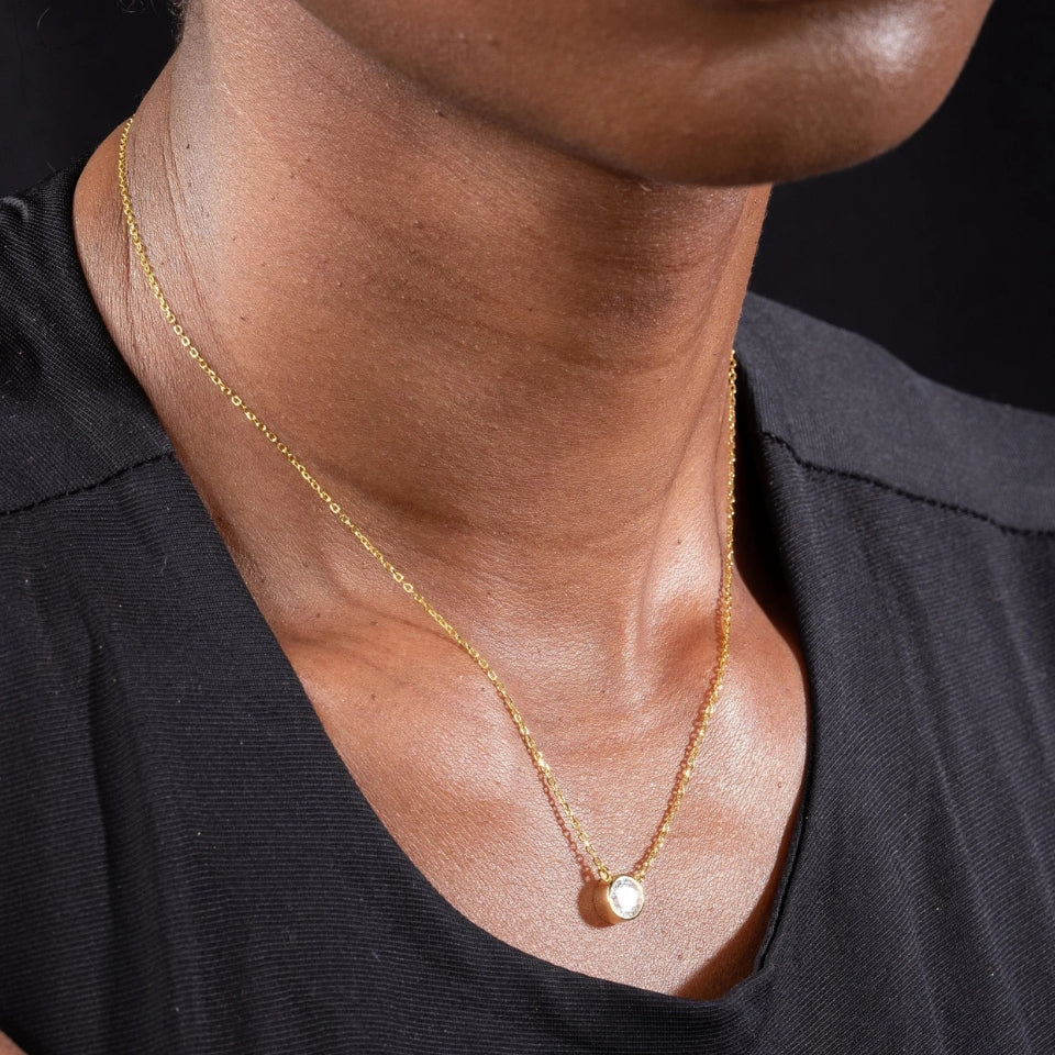 Bezel Set Solitaire Pendant Necklace